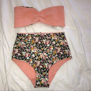 Tori Praver Textured  Pink and Floral Bikini Set